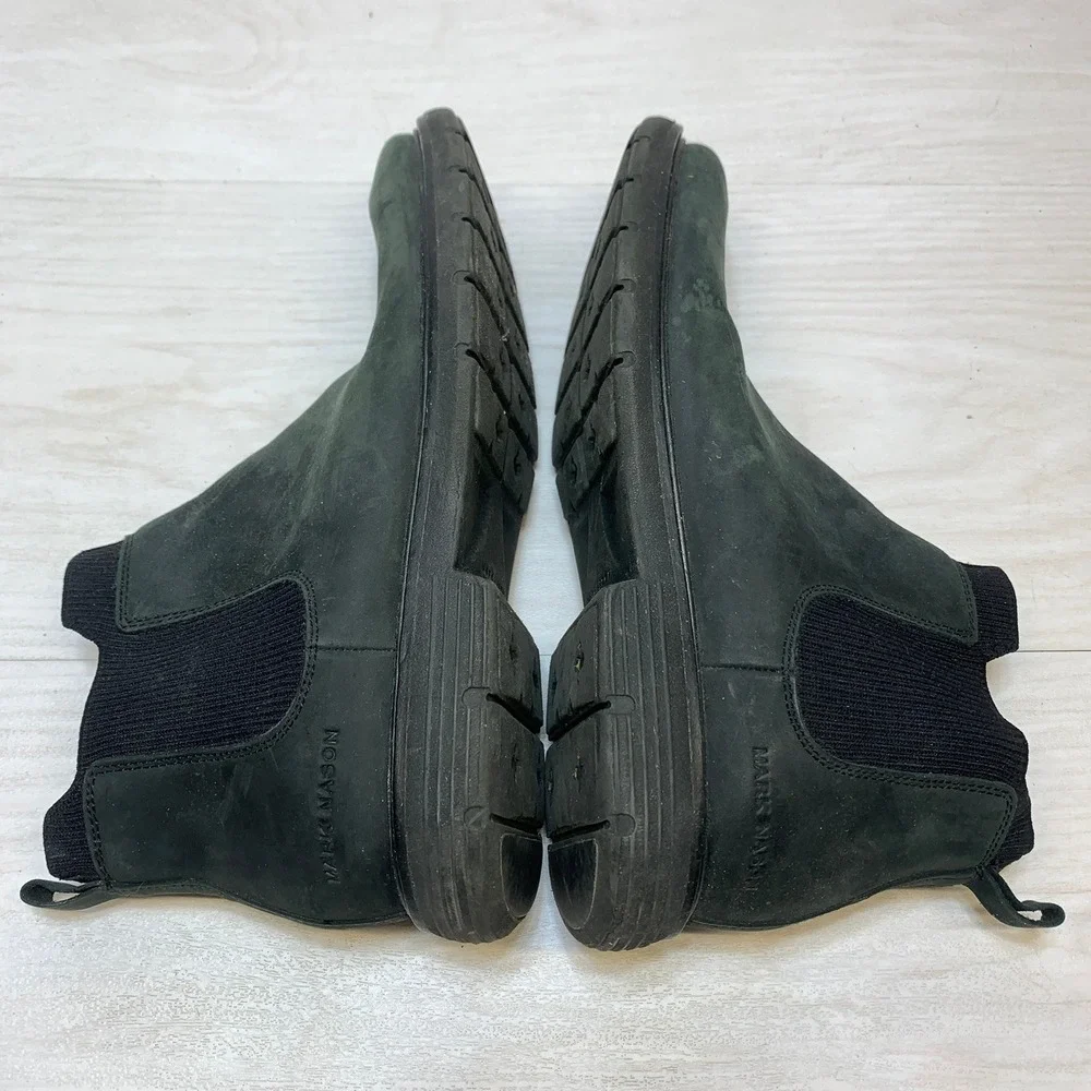 Mark Nason Mens 8.5 Chelsea Boots Nubuck LeatherBlack Gore Lug Sole‎